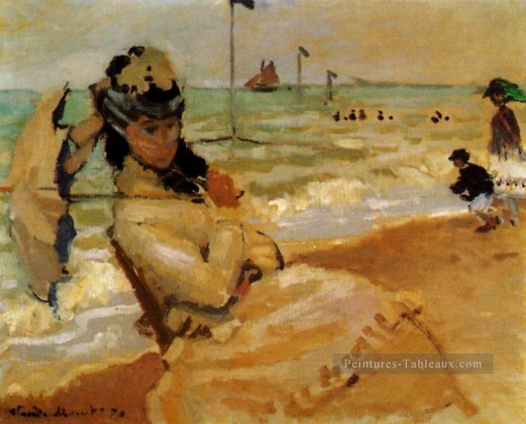 Camille sur la plage à Trouville Claude Monet Peintures à l'huile